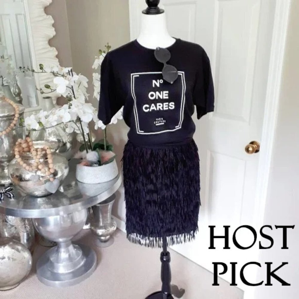 NWT Joe Fresh tiered tassle black mini skirt, 2